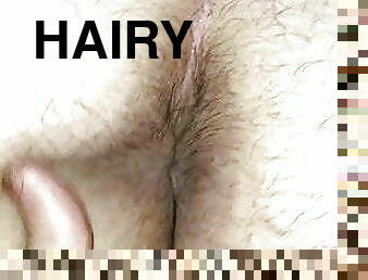 Fingering my hairy BBW wife&#039;s wet ass pussy!! 