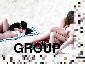 peluda, orgía, al-aire-libre, público, mamada, alemán, vintage, sexo-en-grupo, playa, europeo