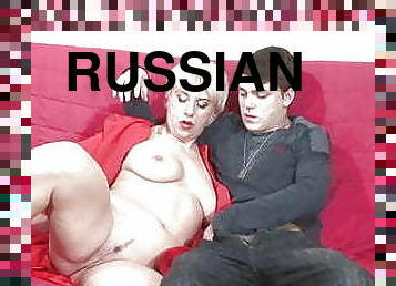 Russian old bitch and young boy