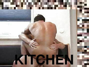 Oh yeah daddy, rough sex in the kitchen