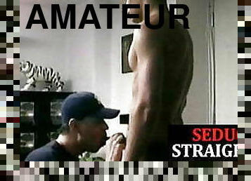 Muscular straight amateur sucked off by DILF