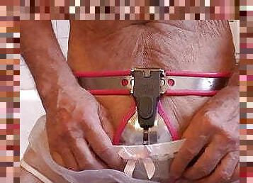 My-Steel chastity belt locked with CellMate