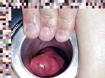 Oxballs gaping fun with tunnel plug inside it