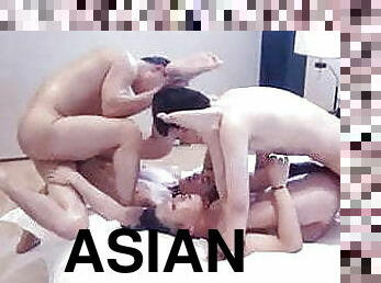 asiático, orgia, magro, anal, chupanços, brinquedo, gay, sexo-em-grupo, musculado, gay-adolescente