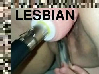 Lesbians try out new sex machine (slow motion)