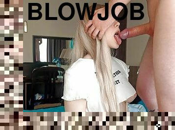 avsugning, creampie, sväljer, sprut, blond, oral, kuk, sugande