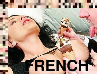Hard anal fuck and ice cream mess (French Porn) - DATERANGER