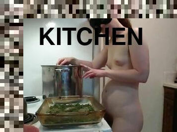 Headachey Babe Starts Making Canna Oil ~ Naked in the Kitchen Episode 24