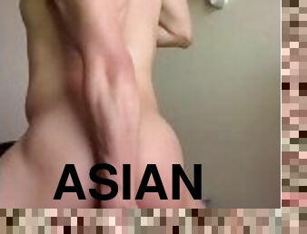 asiatique, énorme, amateur, gay, japonais, butin, collège, gode, bout-a-bout, solo