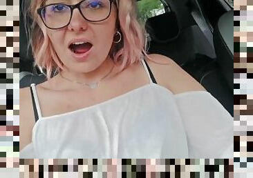 Check out my lush while driving, I cum in car in public