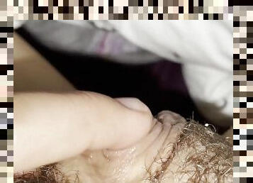 clito, poilue, énorme, masturbation, orgasme, chatte-pussy, solo