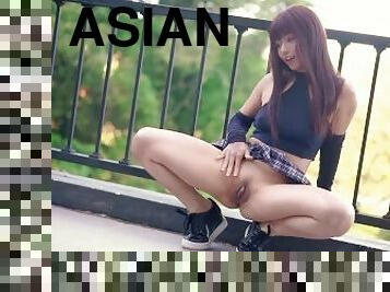 asiatique, énorme, masturbation, orgasme, pisser, chatte-pussy, giclée, amateur, jouet, machines