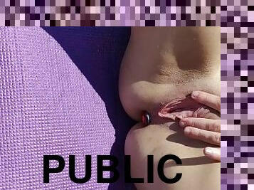 masturbácia, na-verejnosti, pička, žena, anál, milfka, kamera, pláž, voyeur, prirodzené