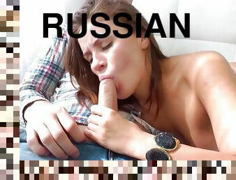 Hot russian babe emma brown gives nice deepthroat blowjob