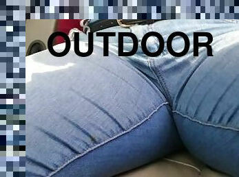 ? Cute Blonde Pissing Her Jeans Twice Outdoors! Kinky Pee Girl !