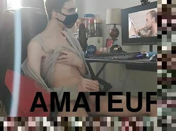 masturbation, monstre, amateur, ejaculation-sur-le-corps, énorme-bite, gay, branlette, secousses, ejaculation, européenne