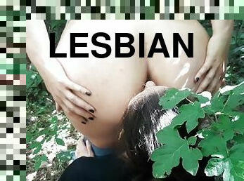 lesbo-lesbian, tyttöystävä, perä-butt, metsä