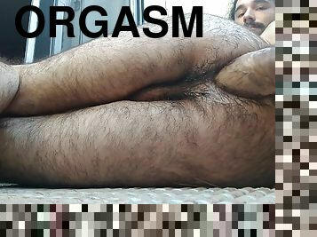 Fisted in sunlight till he cums: fit man fisted, has anal orgasm on balcony
