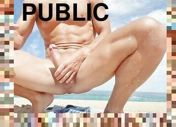 masturbation, nudiste, public, plage, exhibitionniste, bite