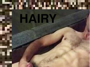 Hairy Asian Cum Shot in the public hot spring