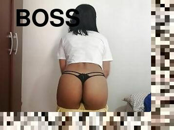 I send sexy pack to my boss. I try on clothes and seduce him
