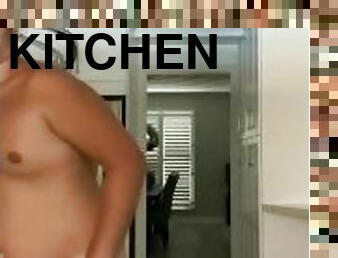 Naked kitchen cleaning