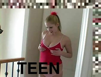 Hot blonde teen posing in her underwear