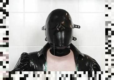 amateur, fétiche, latex, solo, masque, caoutchouc