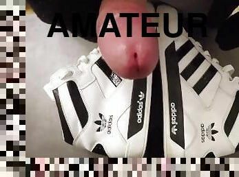 White Adidas Hardcourt cumshot