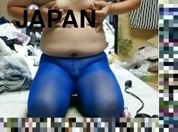 Japanese crossdresser MILK in royal blue tights