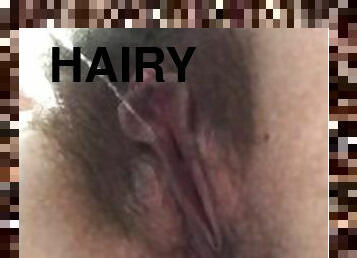 Just showing you how wet my hairy pussy can get.