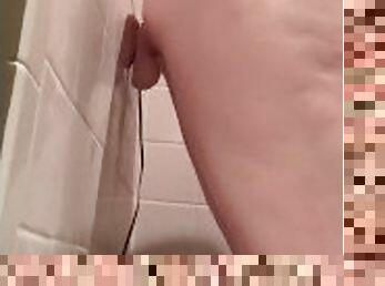 Thick 18 Y.O amateur quietly fucking herself on the bathroom wall- ALMOST CAUGHT!!