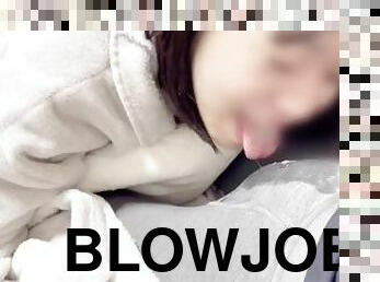 Blowjob through pants????I got him to ejaculate in my mouth at the end ?