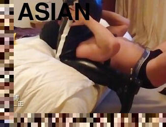 asiático, amateur, gay, follando-fucking, cabalgando, fetichista, blanca, cuero