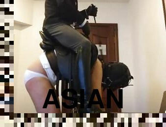 asiático, amateur, gay, cabalgando, fetichista