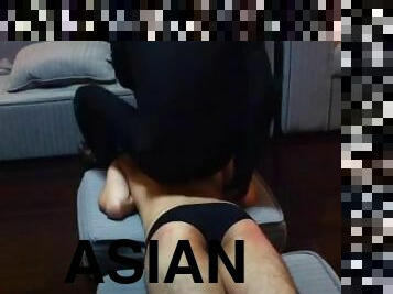 asiatique, amateur, gay, chevauchement, fétiche, bottes