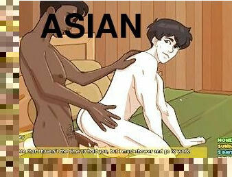 asiatique, amateur, gay, ejaculation-interne, minet