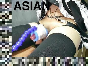 asiatisk, onani, legetøj, bdsm, sperm, maskiner, bondage