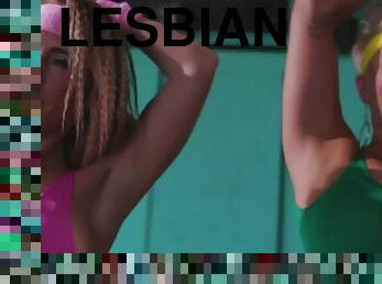 New girl in a lesbian aerobics club