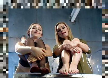 A hot foot worshiping scene with the hot dani daniels