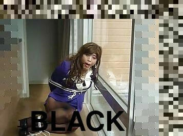 ??????????black pantyhose??????????japanese crossdresser selfbondage