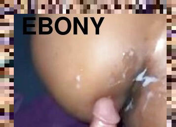 Boyfriend Cums on Big Ebony Ass