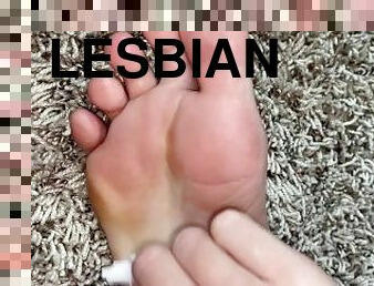 lezbijka, sužnja, noge, umazano, lepe, fetiš, prsti