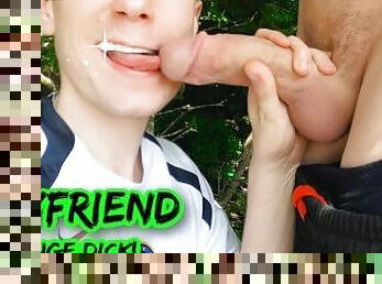 Fit Twink Gives BF'S HUGE Cock A Intense Suck 'Till Cums In Public Park (Very Risky, Extremely Sexy)