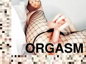 masturbation, orgasm, strumpbyxor, fitta-pussy, kvinnligt-sprut, amatör, brudar, tonåring, leksak, trosor