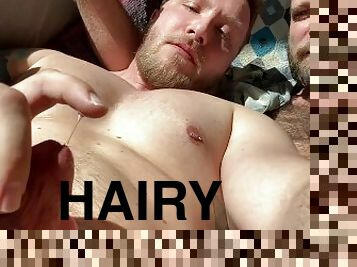 Hairy daddy and Cute Blond Beefcake in the afternoon sun