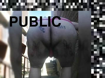 Sissy in bra and panties exposed in public