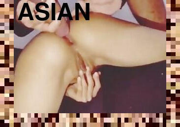 Asian Teen Rubbing Pussy While Anal Fucked