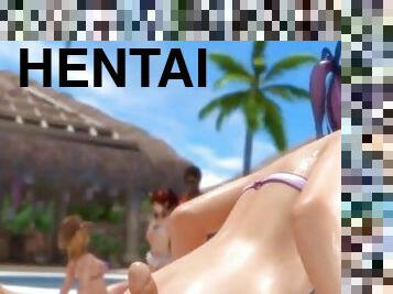 cul, gros-nichons, japonais, plage, butin, hentai, seins, blanc