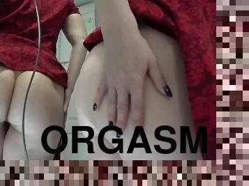 orgasme, vagina-pussy, muncrat, permainan-jari, ketat, sempurna, seorang-diri, dicukur, basah, berair